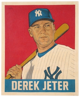 "A Baseball Card That Never Was: Derek Jeter (1948 Leaf)" Canvas Artwork 40 x 33 by Arthur Miller